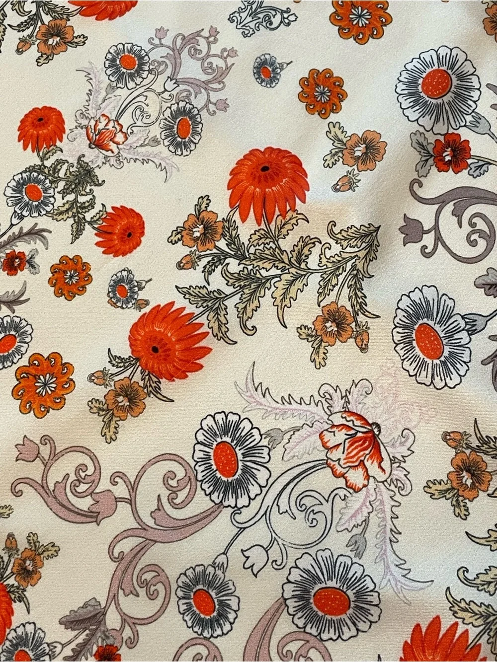 NWT La Seine 100% Silk Floral Triangle Scarf Blue Orange  Oversized